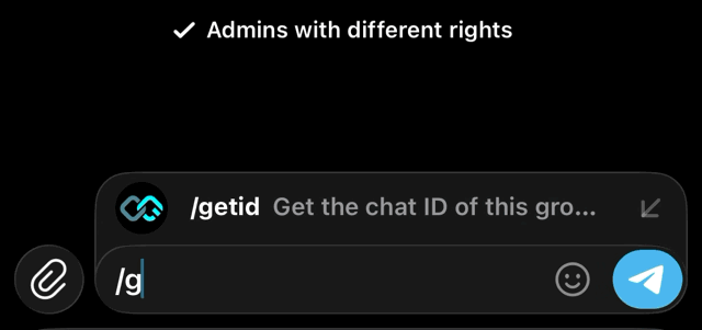 Type /getid in your Telegram group